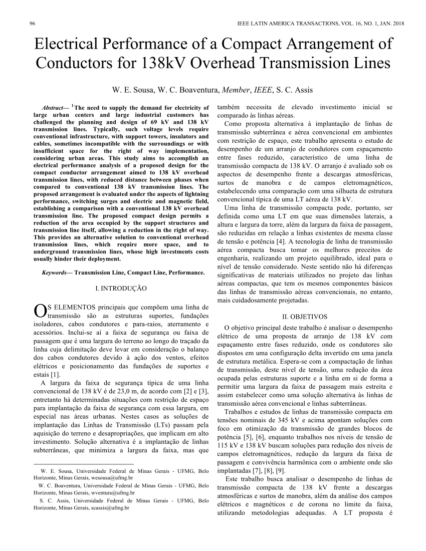 (PDF) Electrical Performance of a Compact Arrangement of Conductors for