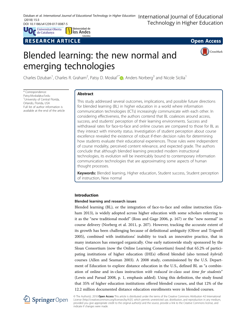 Pdf Blended Learning The New Normal And Emerging Technologies