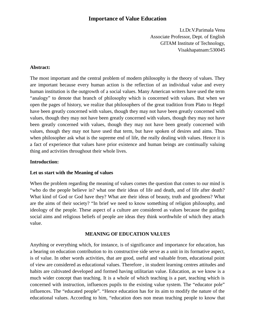 expository essay on importance of value education for adolescent