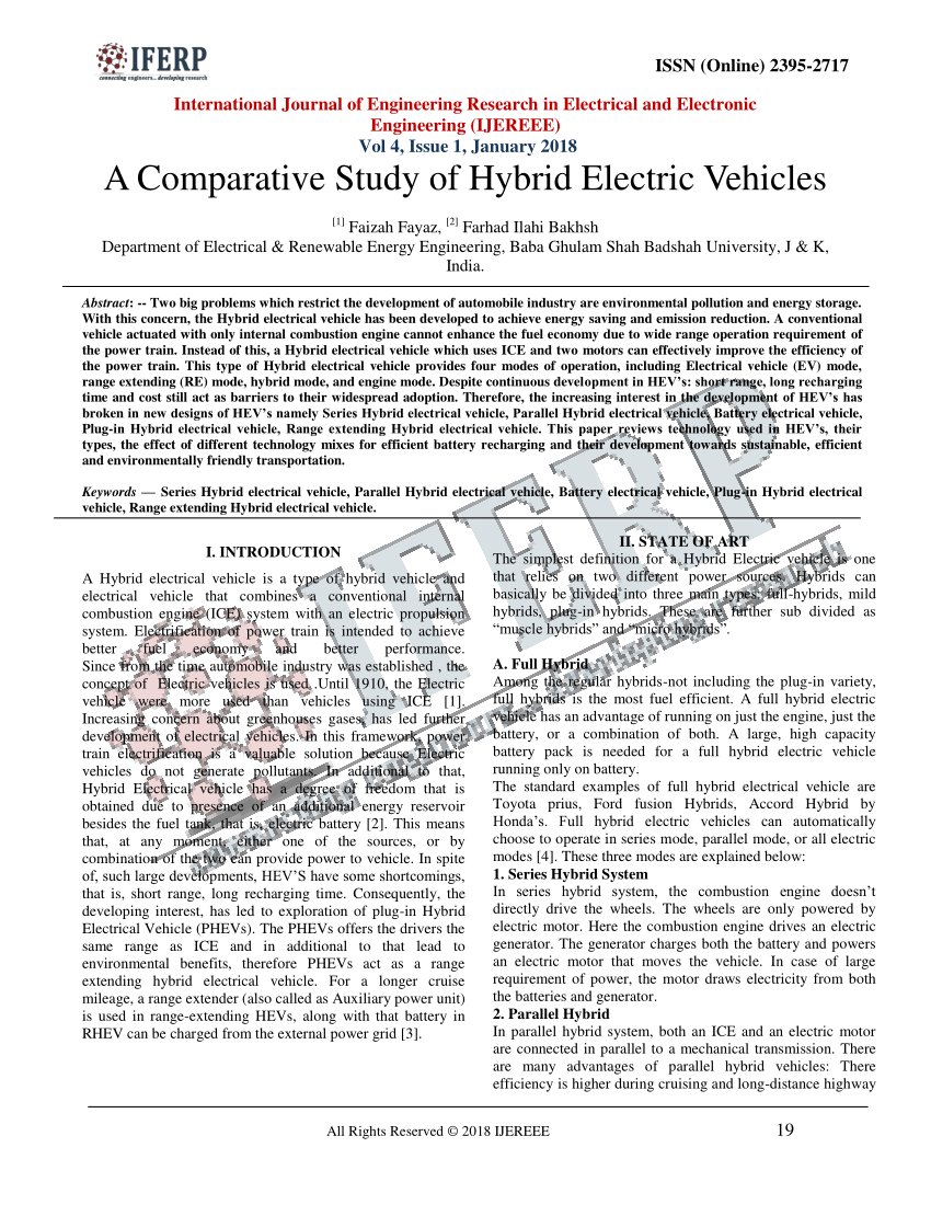 (PDF) A Comparative Study of Hybrid Electric Vehicles
