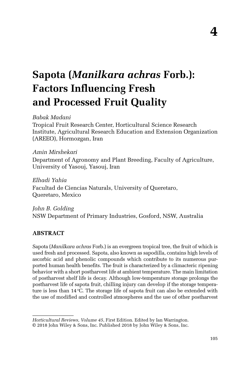 Pdf Sapota Manilkara Achras Forb Factors Influencing Fresh And Processed Fruit Quality