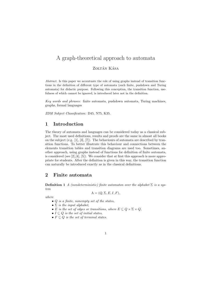 Pdf A Graph Theoretical Approach To Automata
