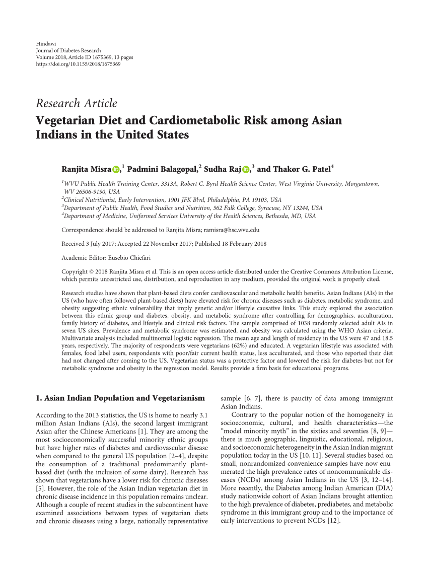 (PDF) Vegetarian Diet and Cardiometabolic Risk among Asian ...