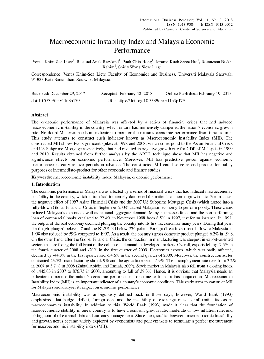 (PDF) Macroeconomic Instability Index and Malaysia 