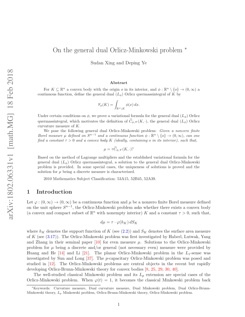 (PDF) On the general dual Orlicz-Minkowski problem