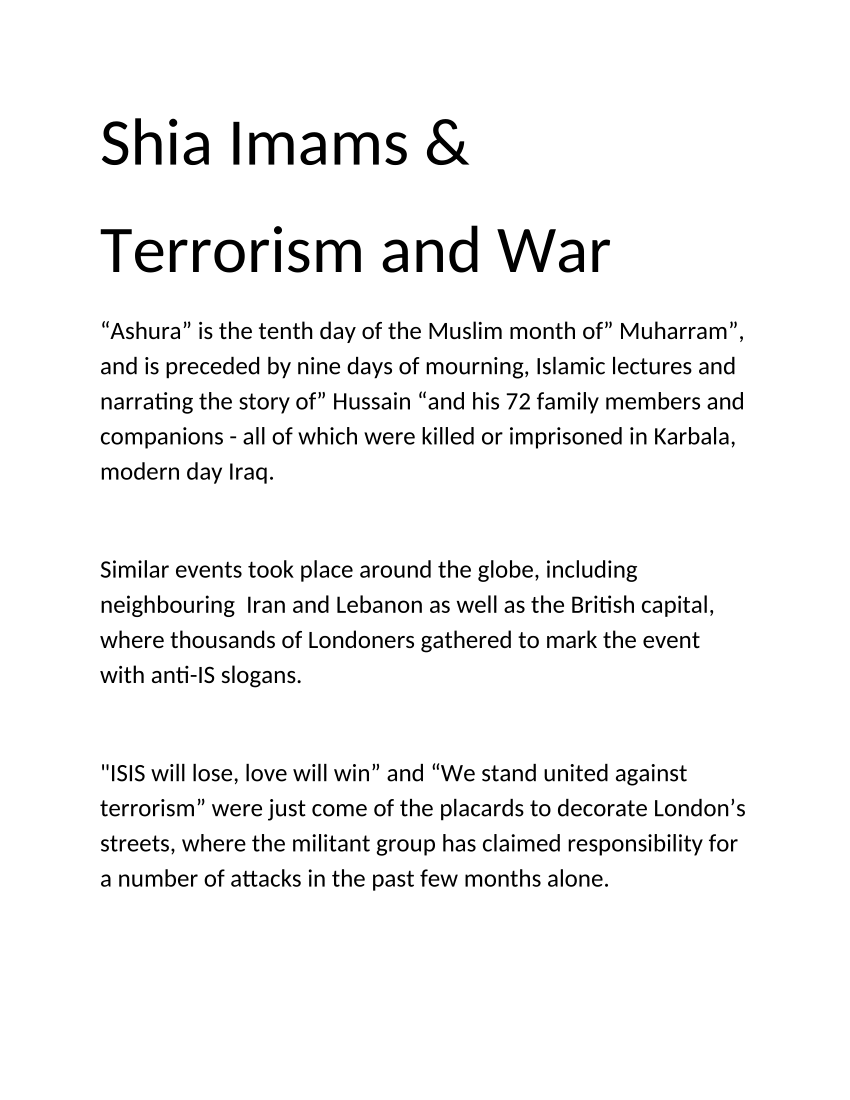 Pdf Shia Imams Terrorism And War