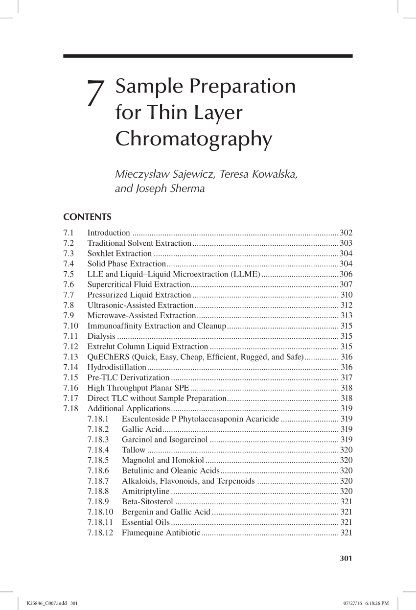 Pdf Sample Preparation For Thin Layer Chromatography