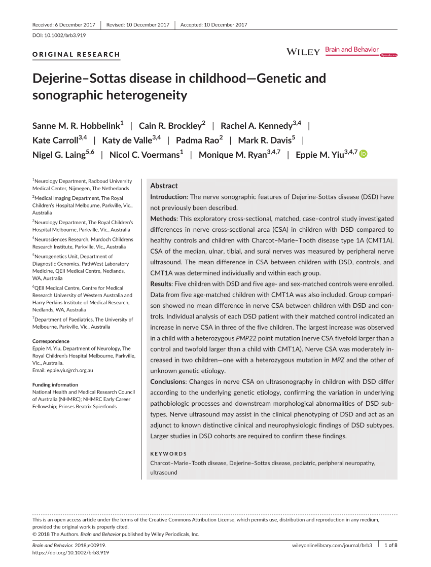 (PDF) Dejerine-Sottas disease in childhood-Genetic and sonographic