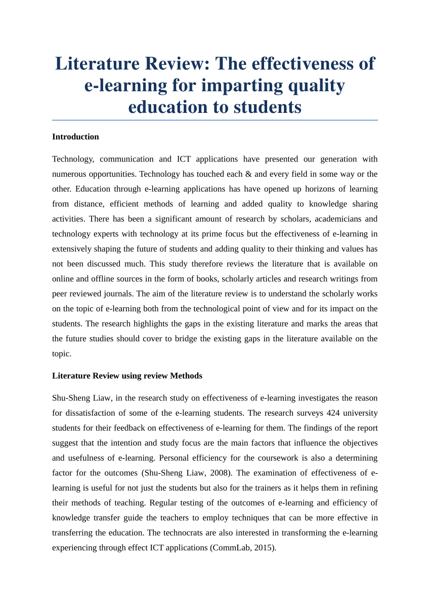example of education literature review