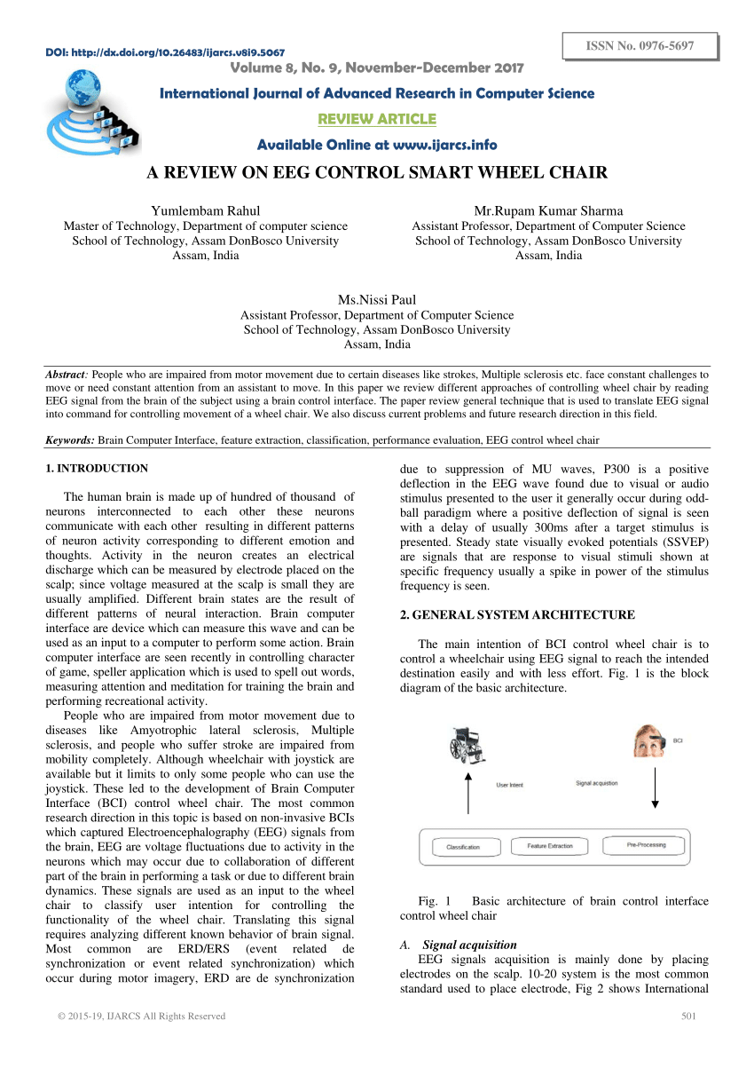 Pdf A Review On Eeg Control Smart Wheel Chair