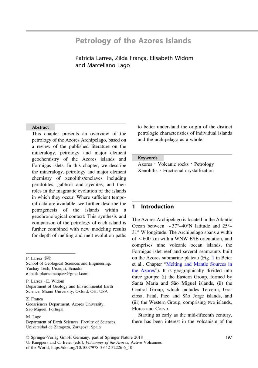 Pdf Petrology Of The Azores Islands