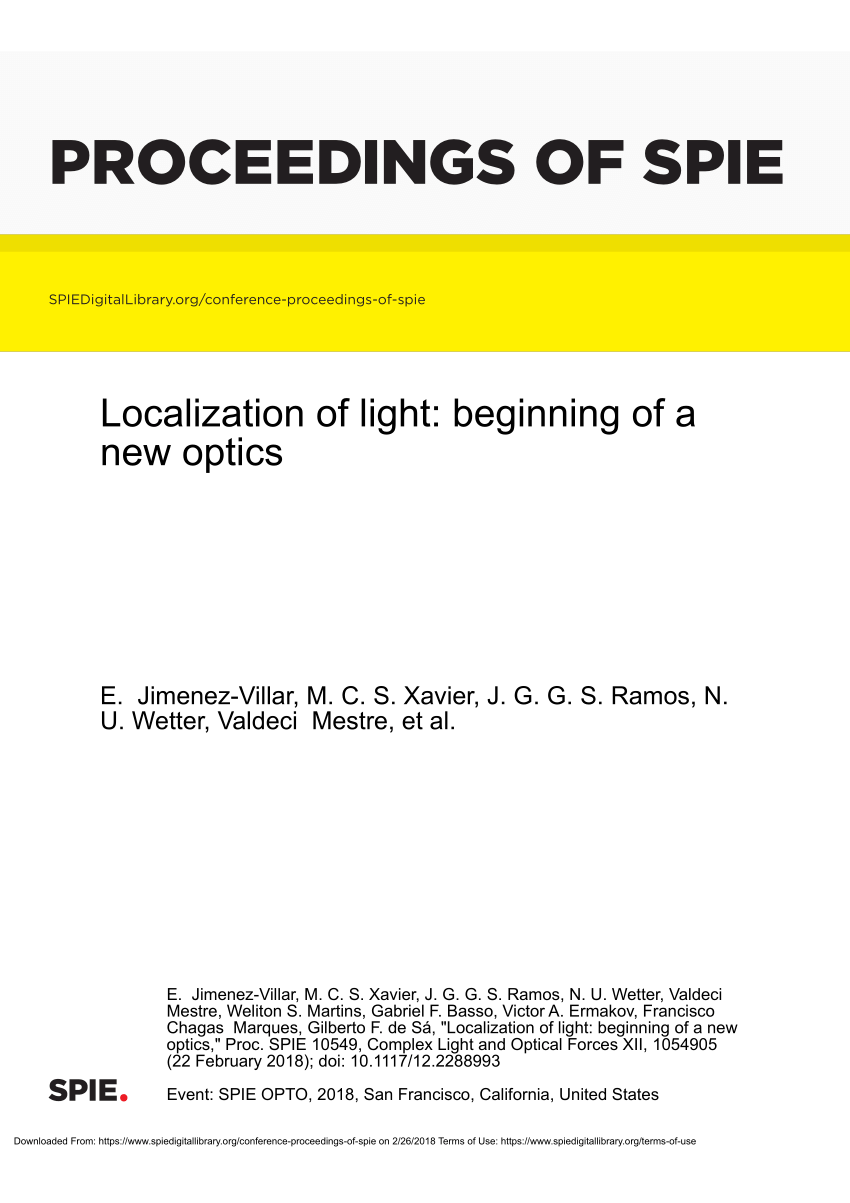 Pdf Localization Of Light Beginning Of A New Optics