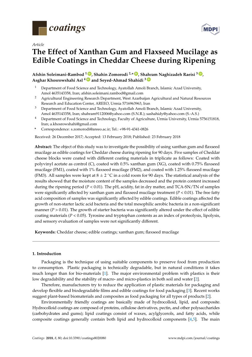 (PDF) The Effect of Xanthan Gum and Flaxseed Mucilage as Edible