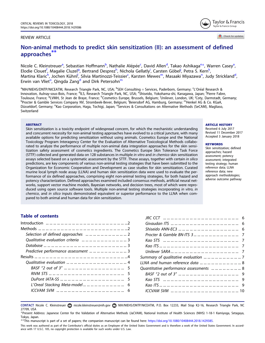 (PDF) Non-animal methods to predict skin sensitization (II): an
