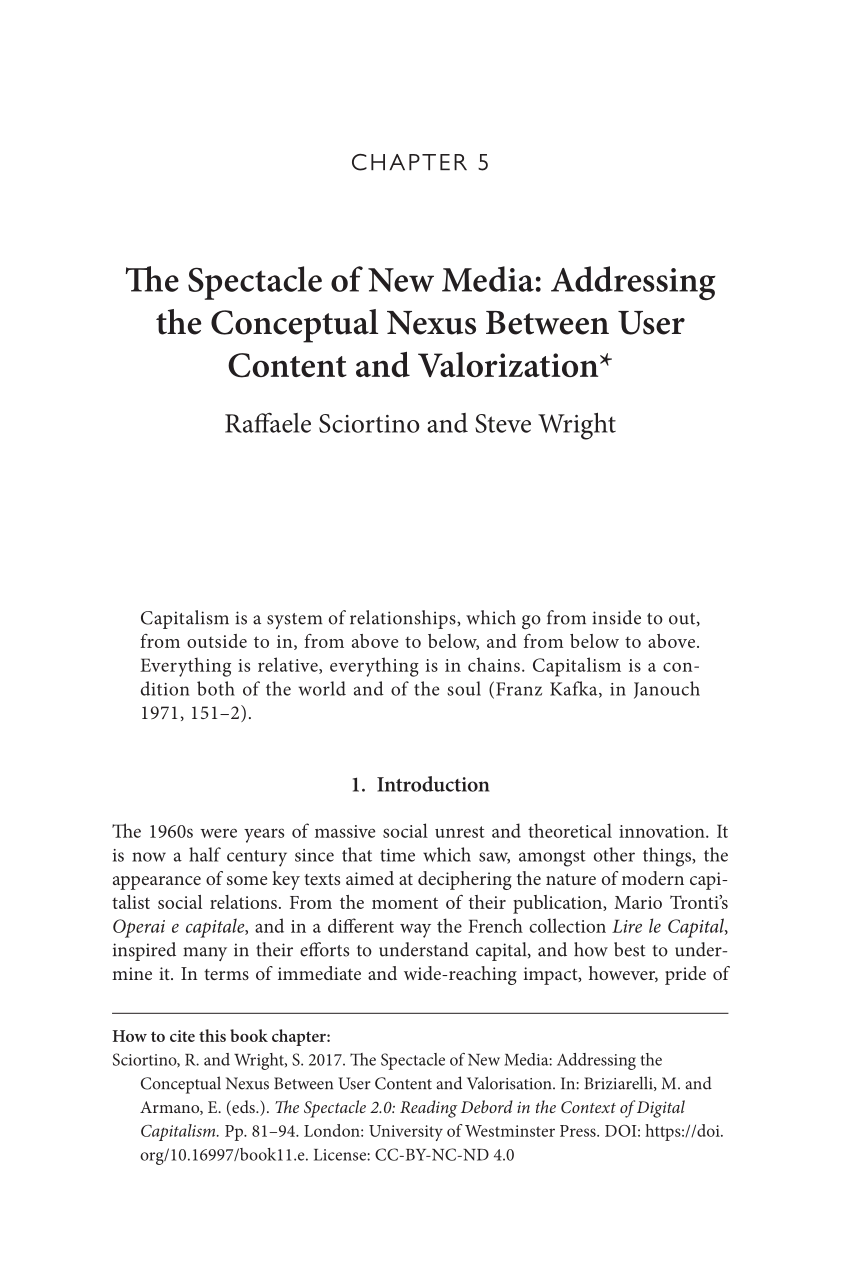 PDF) The Spectacle of New Media: Addressing the Conceptual Nexus Between  User Content and Valorization