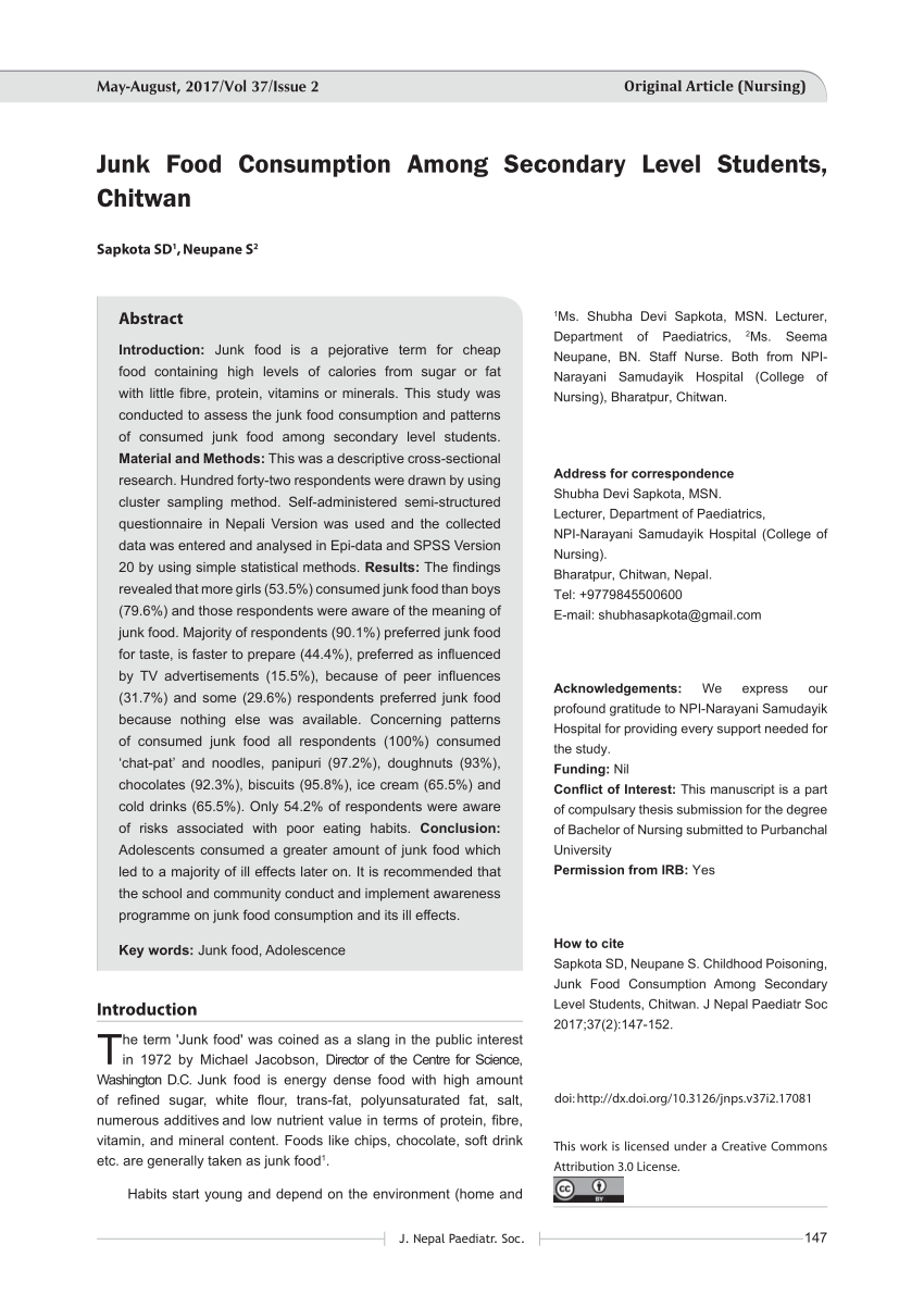 junk food research study