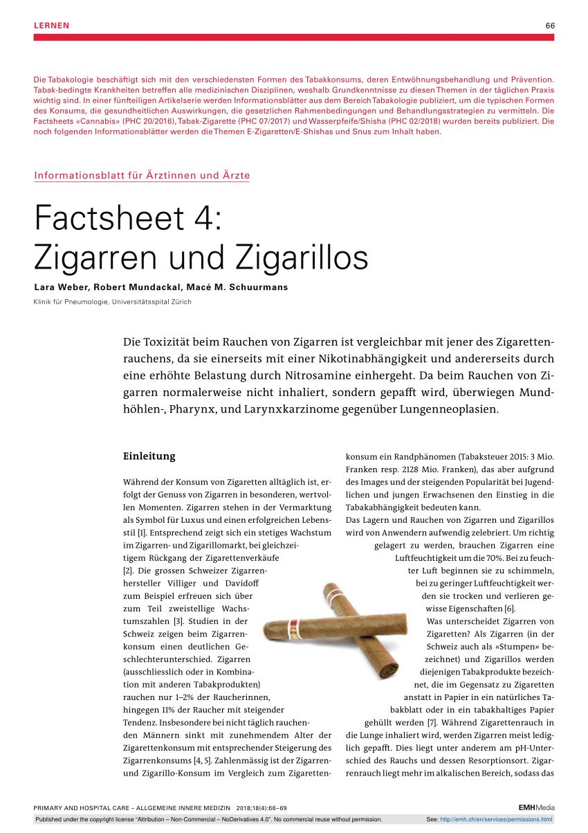 Pdf Factsheet 4 Zigarren Und Zigarillos