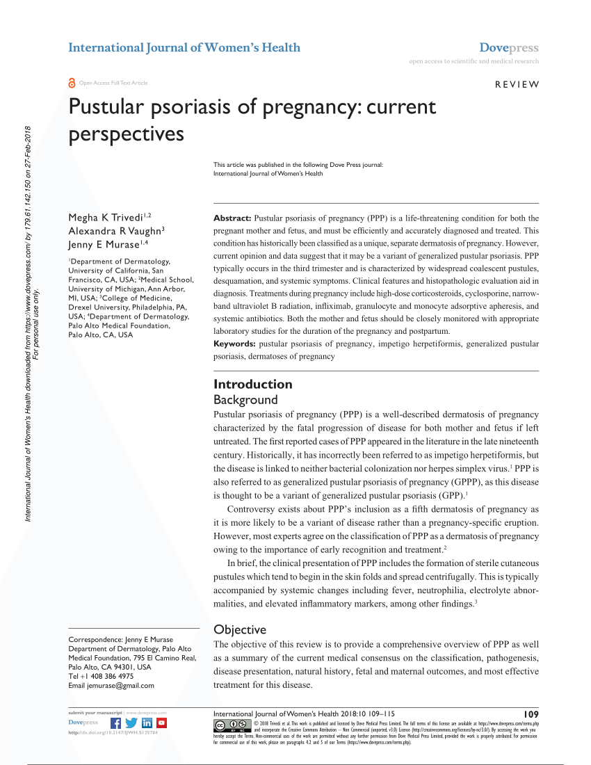 Pdf Pustular Psoriasis Of Pregnancy Current Perspectives