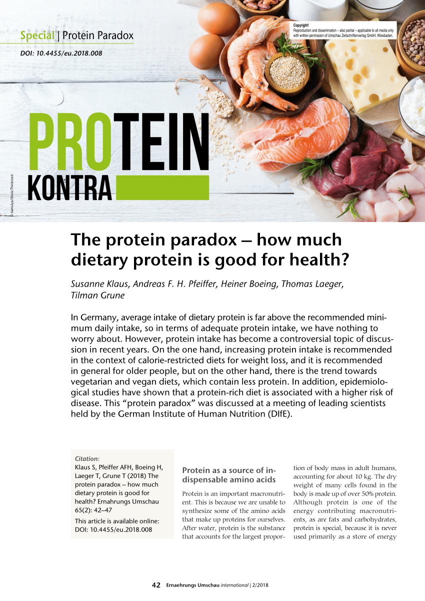 Pdf The Protein Paradox How Much Dietary Protein Is Good For Health 6759