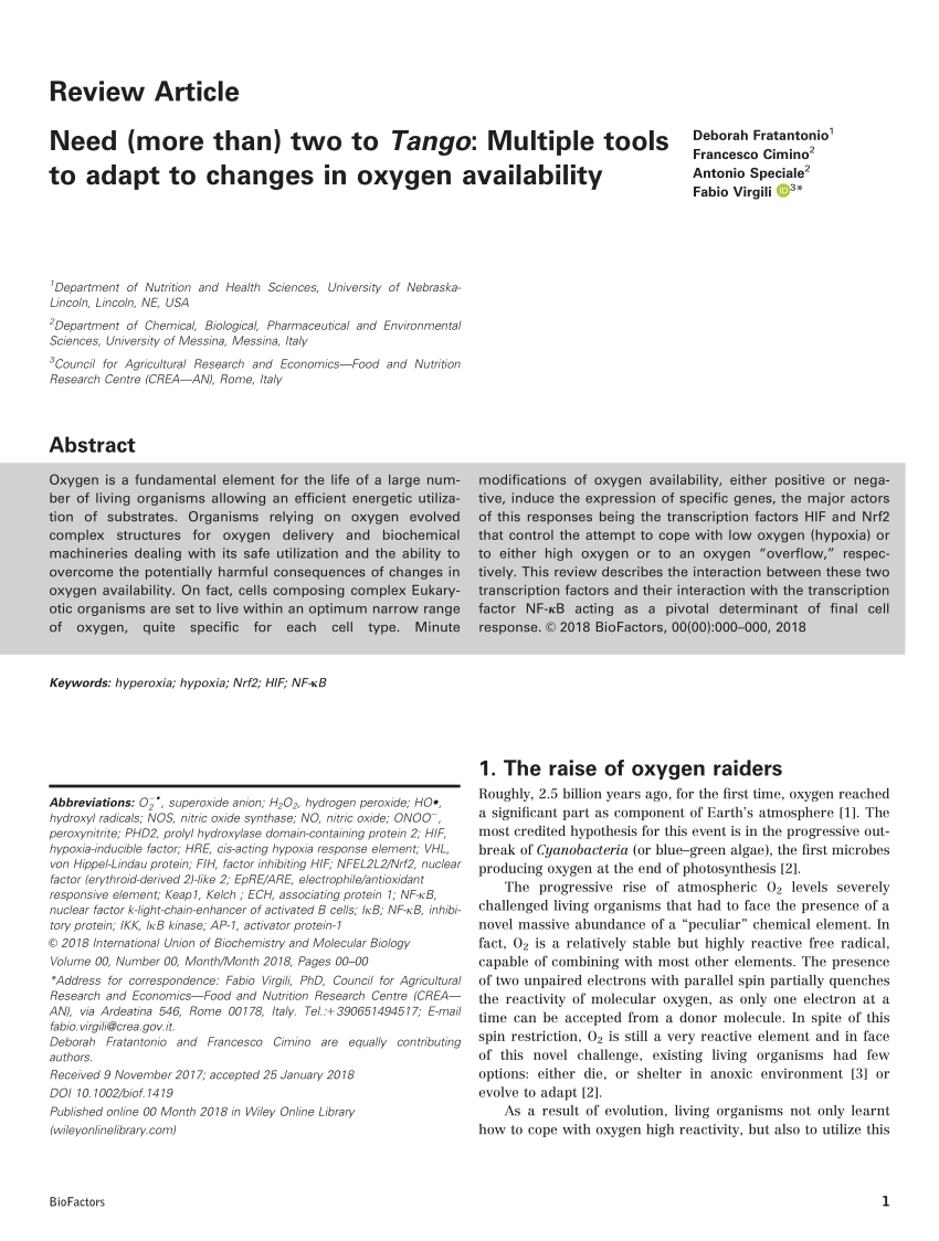 Pdf Need More Than Two To Tango Multiple Tools To Adapt To Changes In Oxygen Availability