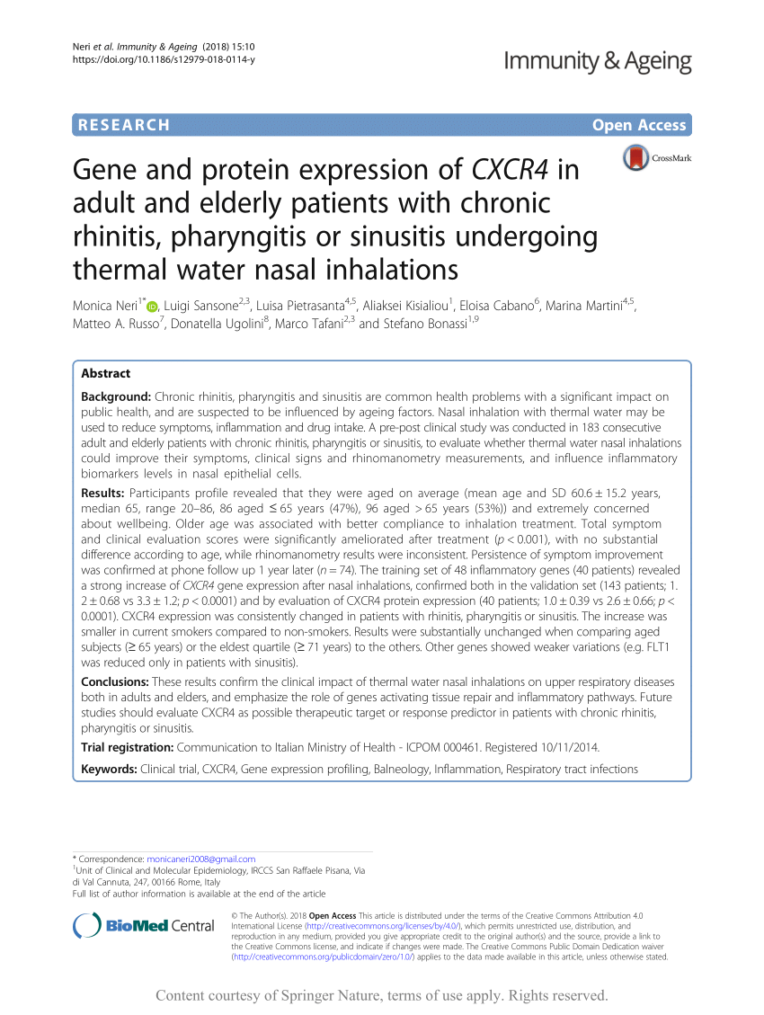 PDF Gene and protein expression of CXCR4 in adult and elderly