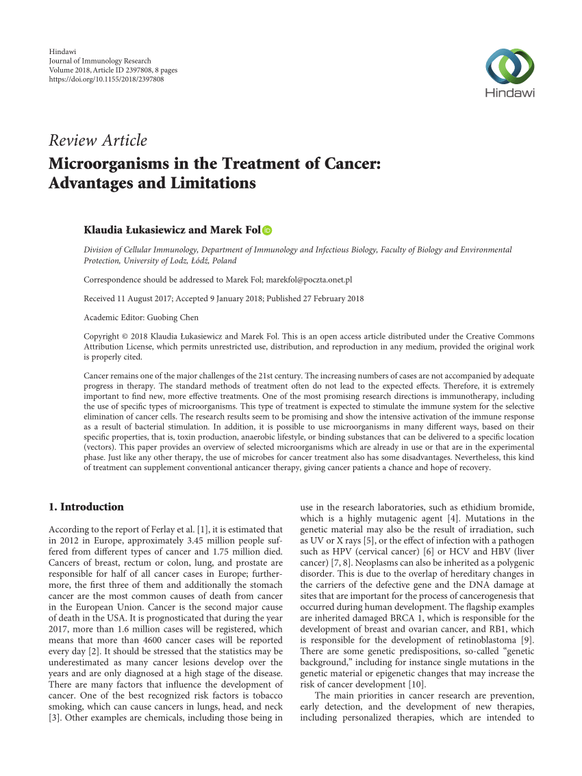 cancer research treatment paper