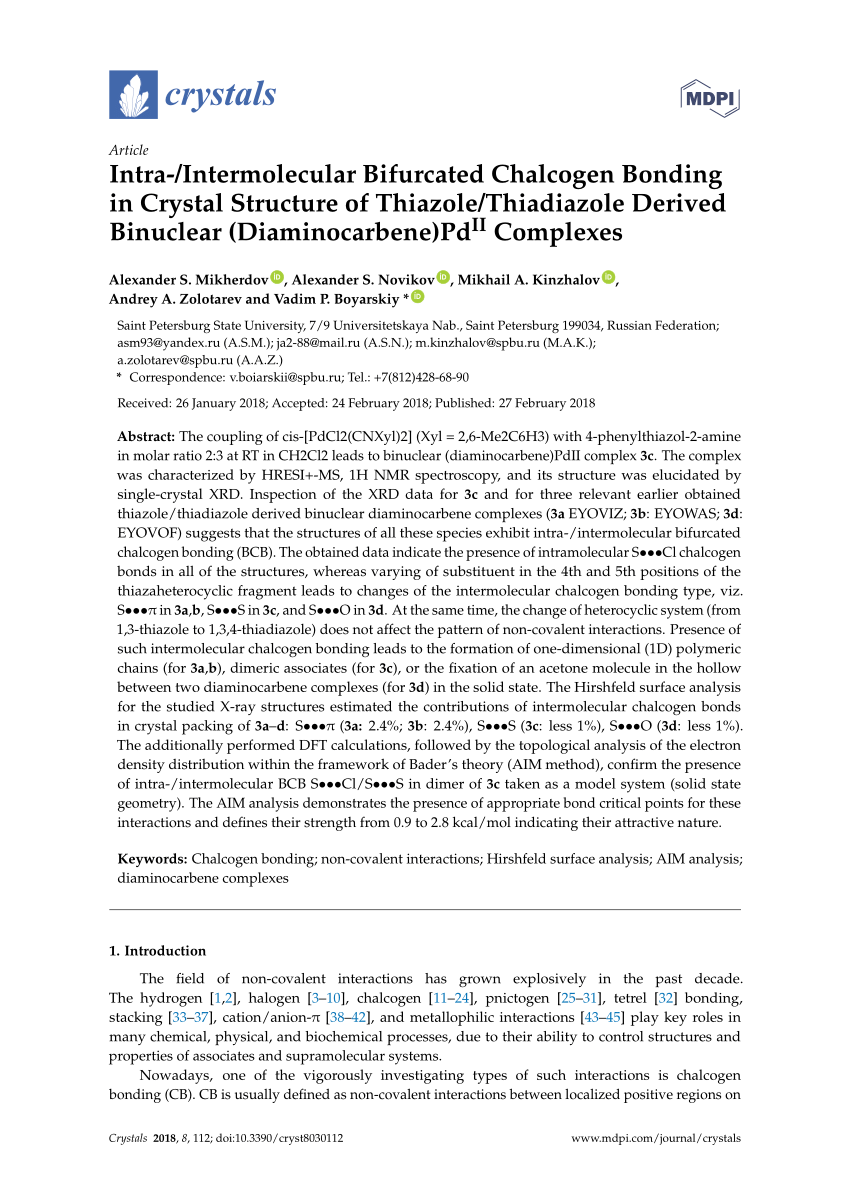 (PDF) Intra-/Intermolecular Bifurcated Chalcogen Bonding in Crystal Sns-Brigh10