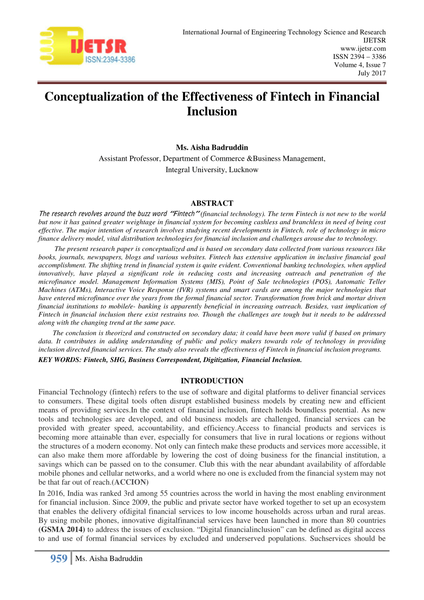 fintech and financial inclusion research paper