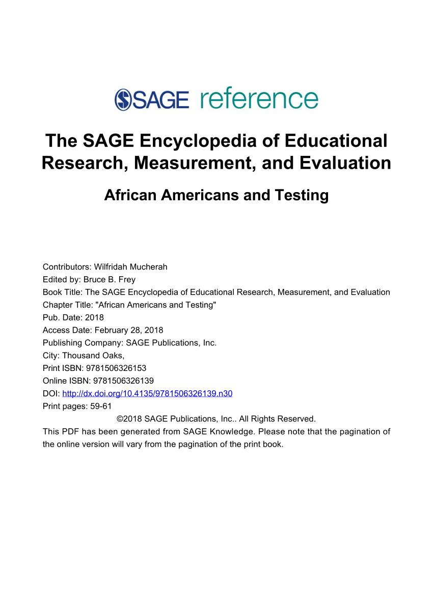 (PDF) The SAGE Encyclopedia of Educational Research, Measurement, and