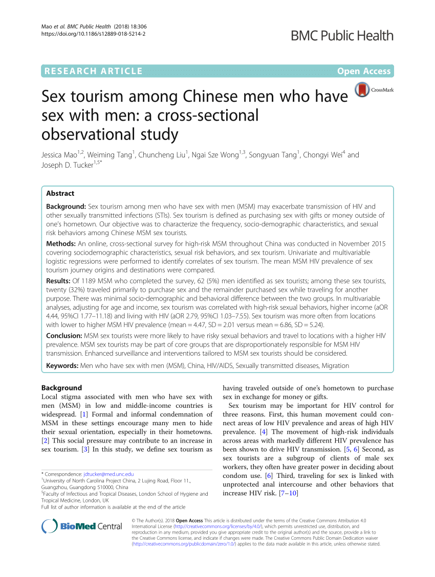 PDF) Sex tourism among Chinese men who have sex with men: A cross-sectional  observational study