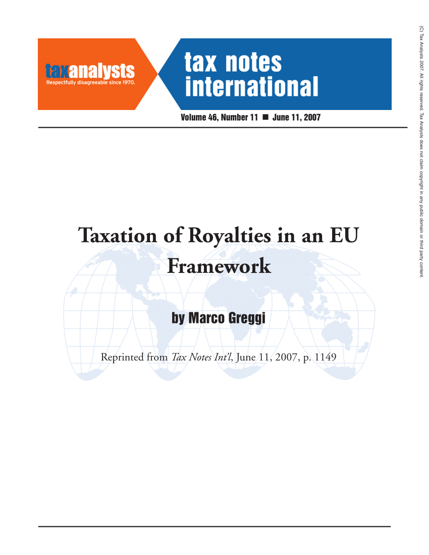 (PDF) Taxation of Royalties in an EU Framework