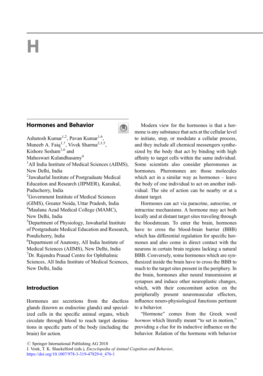 PDF) Hormones and Behavior