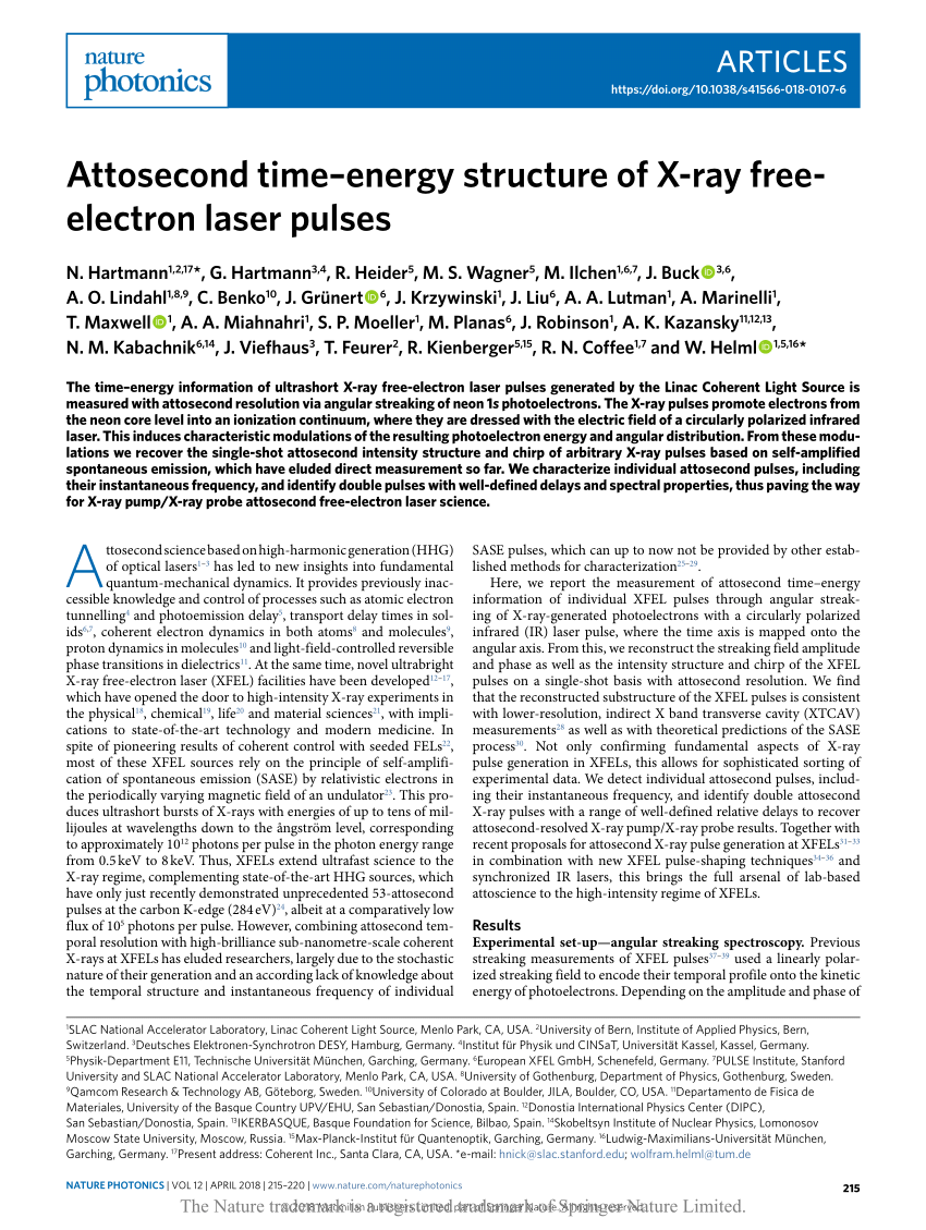 Attosecond Time Energy Structure Of X Ray Free Electron Laser Pulses Request Pdf