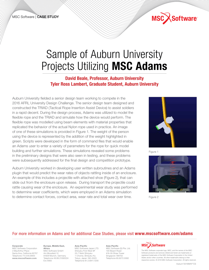 Pdf Sample Of Auburn University Projects Utilizing Msc Adams
