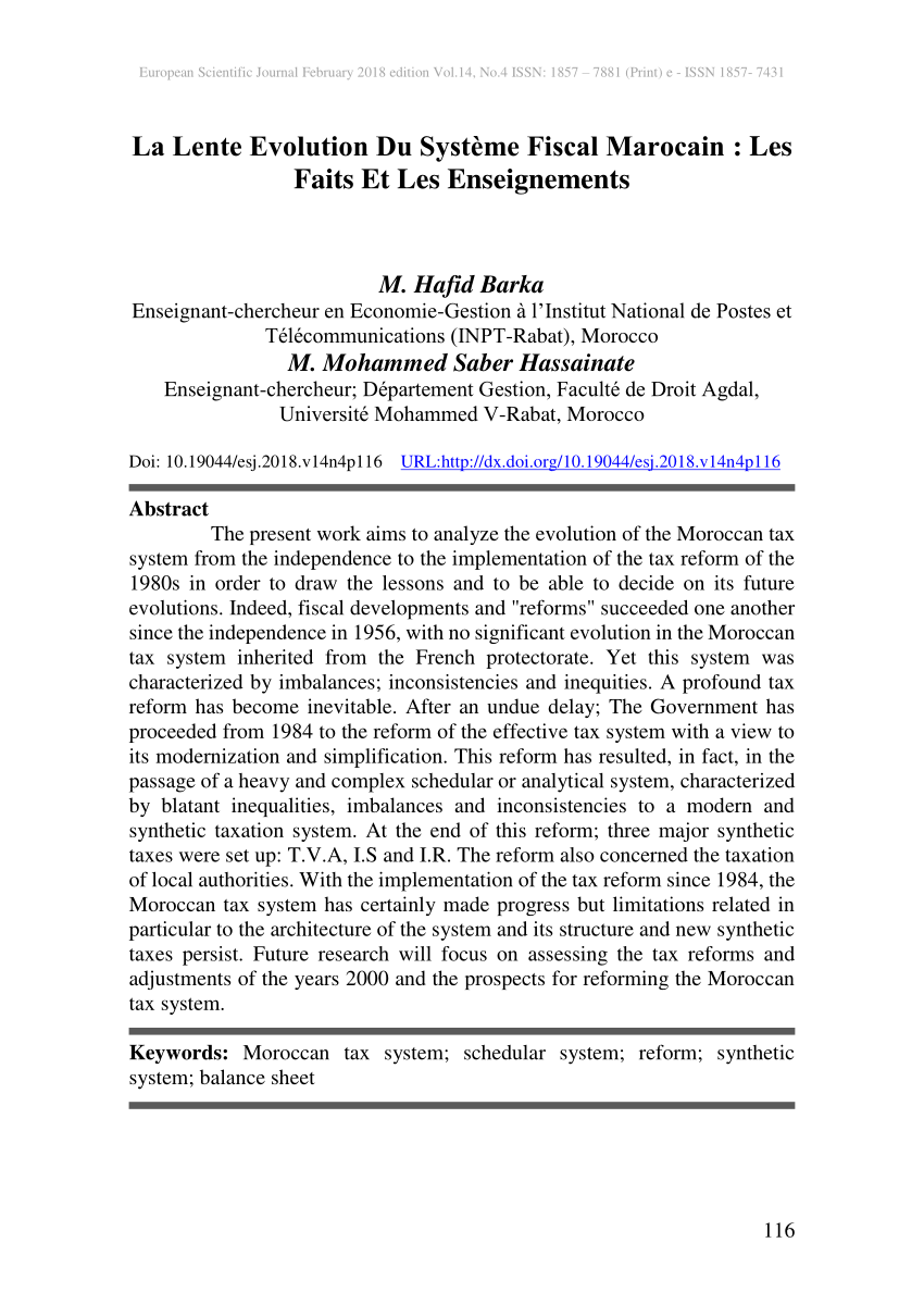 Pdf La Lente Evolution Du Systeme Fiscal Marocain Les Faits Et Les Enseignements