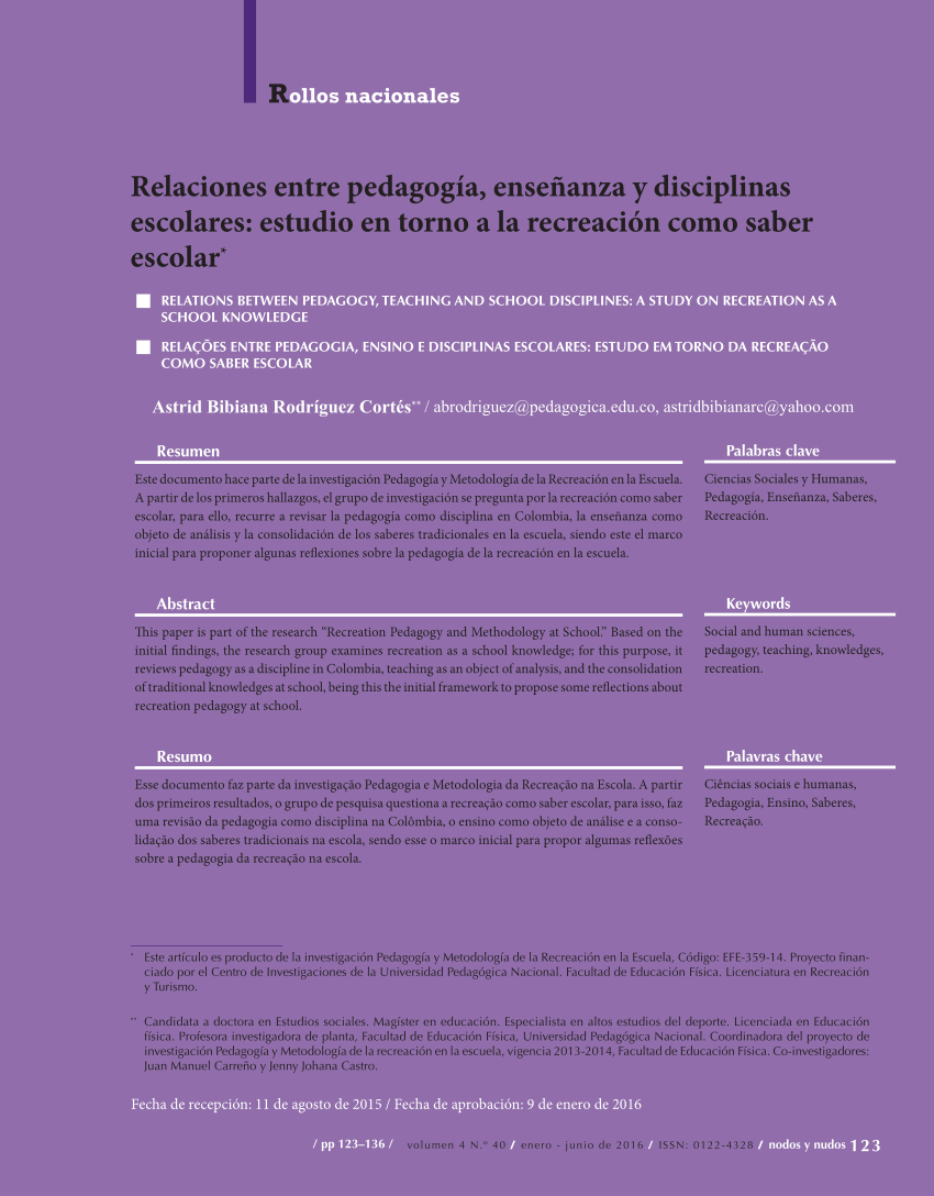 PDF) Relaciones Entre Pedagoga, Enseanza y disciplinas escolares ...
