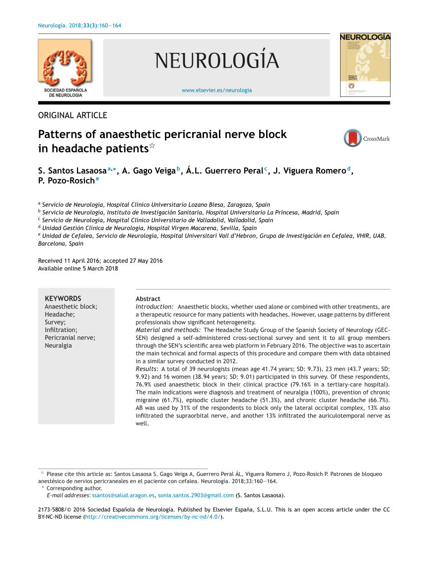 Download PDF | Patterns of anaesthetic pericranial nerve block in ...