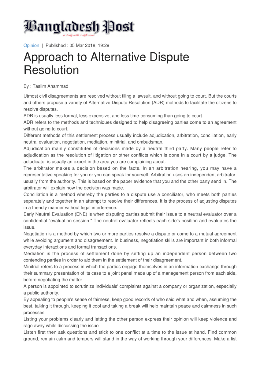 research paper on alternative dispute resolution
