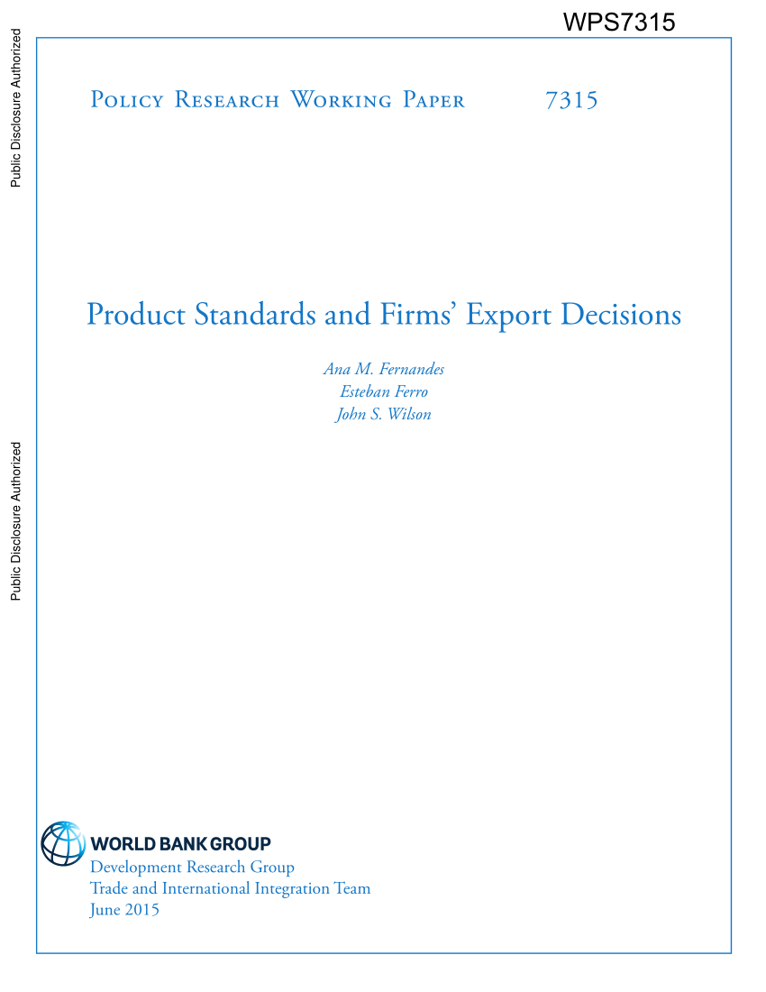 (PDF) Product Standards and Firms’ Export Decisions