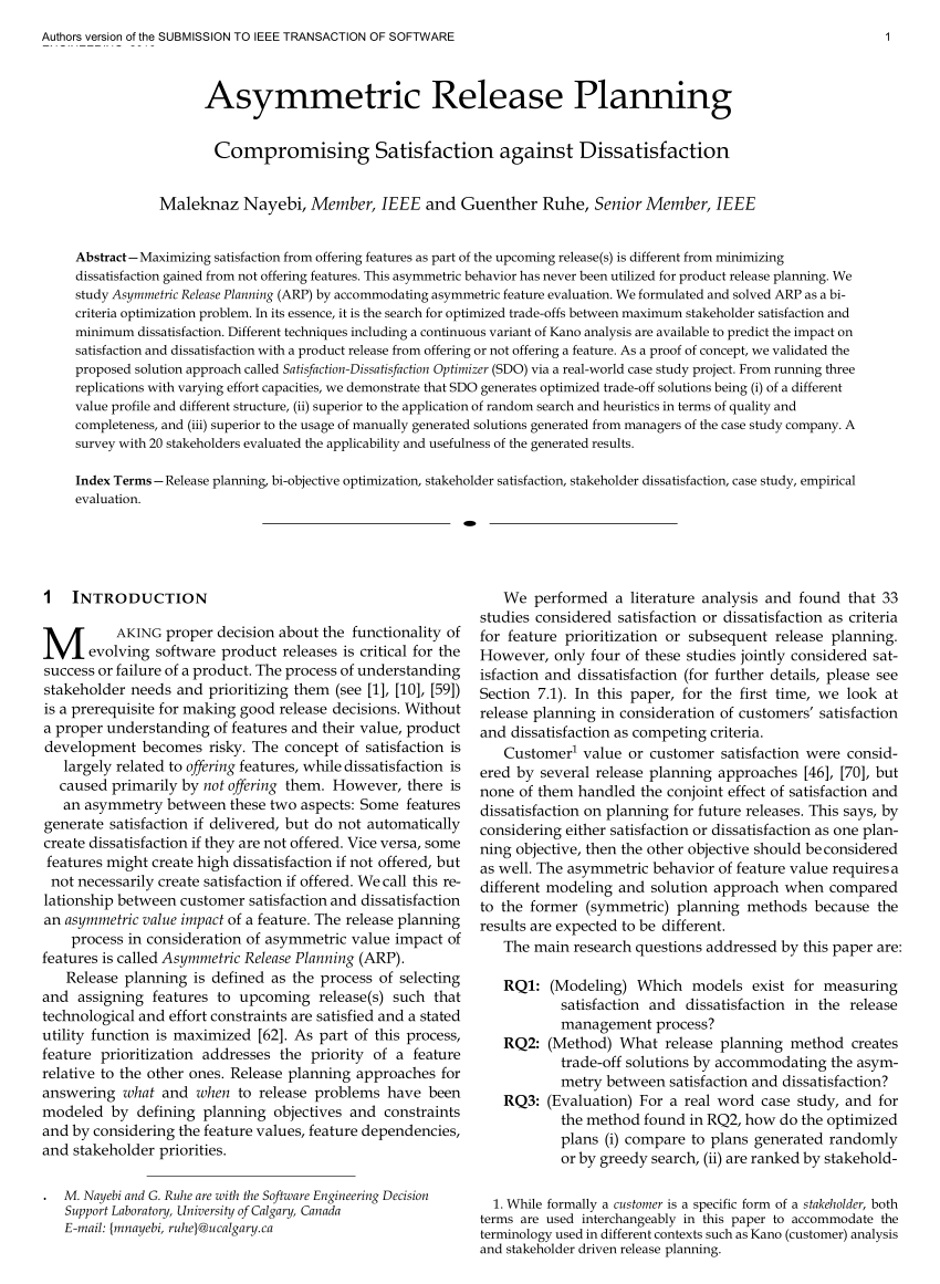 Pdf Asymmetric Release Planning Compromising Satisfaction Against Dissatisfaction 4827