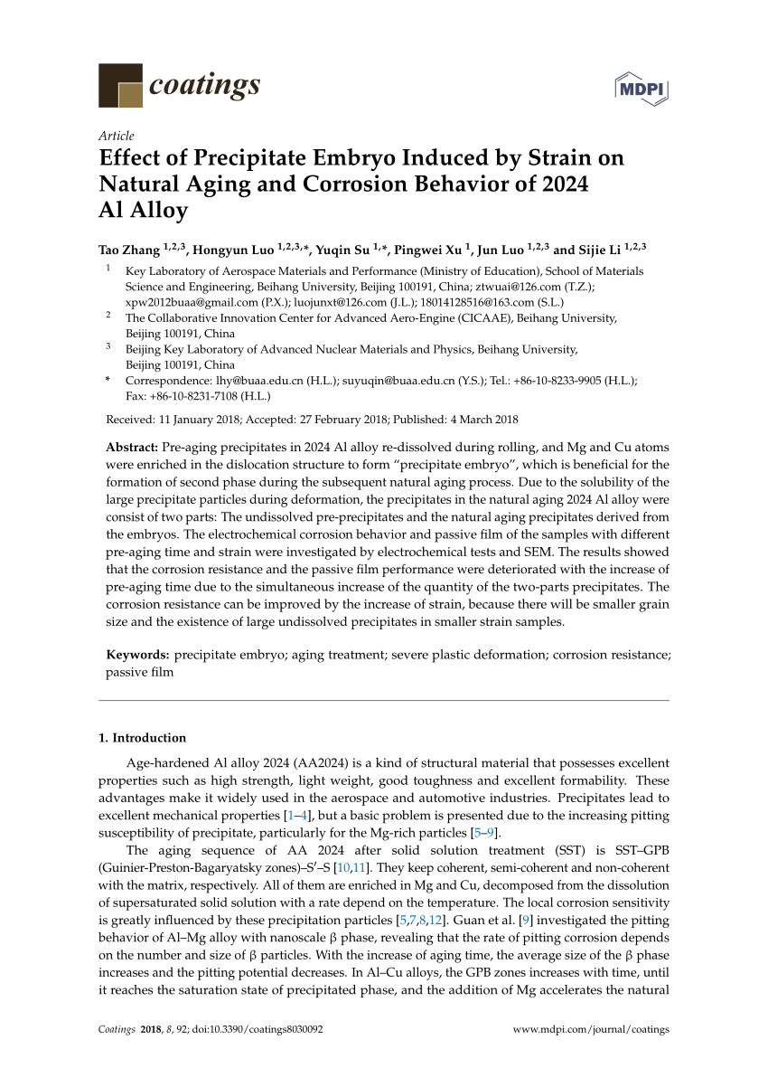 (PDF) Effect of Precipitate Embryo Induced by Strain on Natural Aging