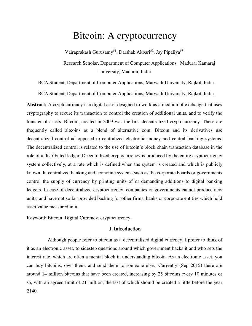 crypto currency research paper