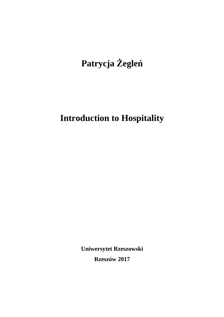 PDF) Introduction to Hospitality image photo
