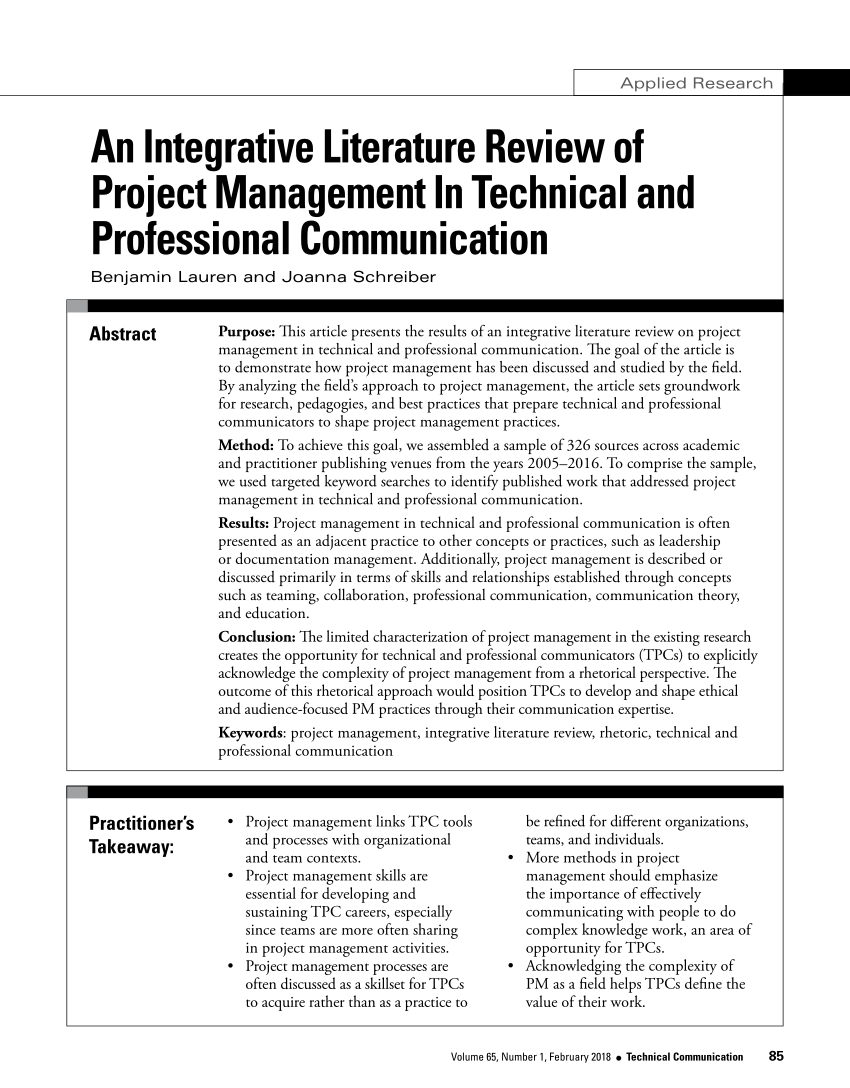 literature review on project management software