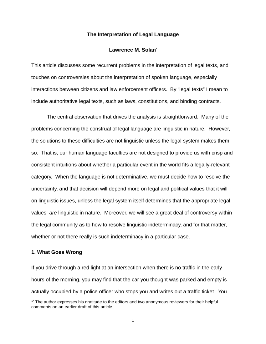 essay on legal language