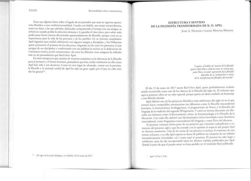 (PDF) Estructura y sentido de la filosofía transformada de K.O. Apel
