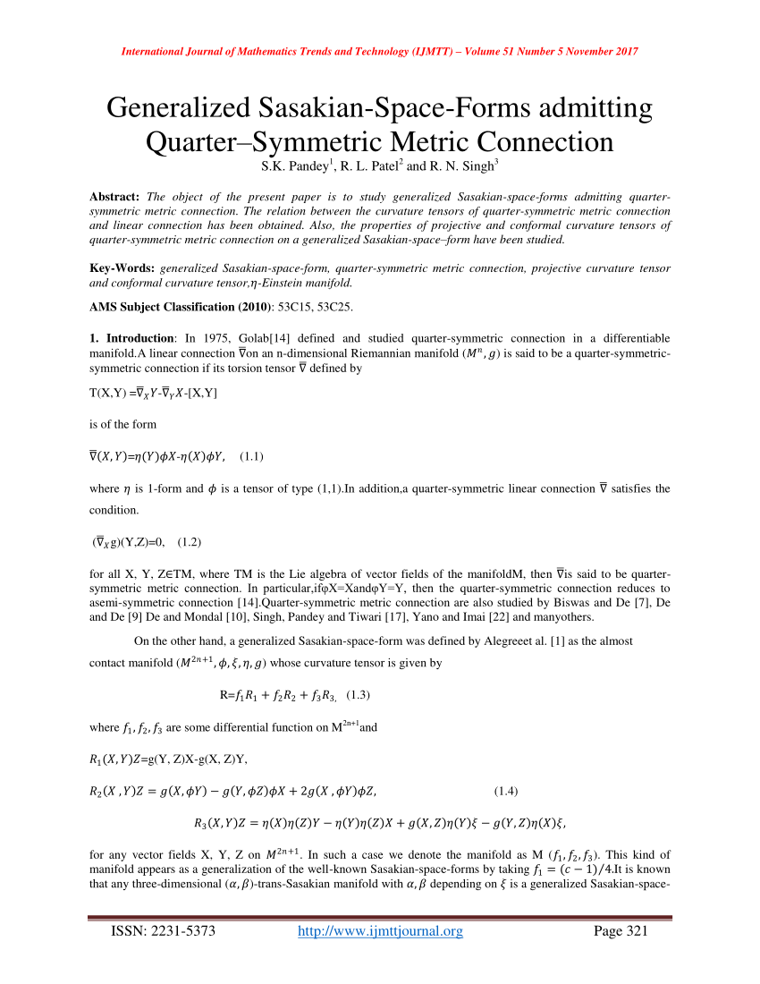 Pdf Generalized Sasakian Space Forms Admitting Quarter Symmetric Metric Connection