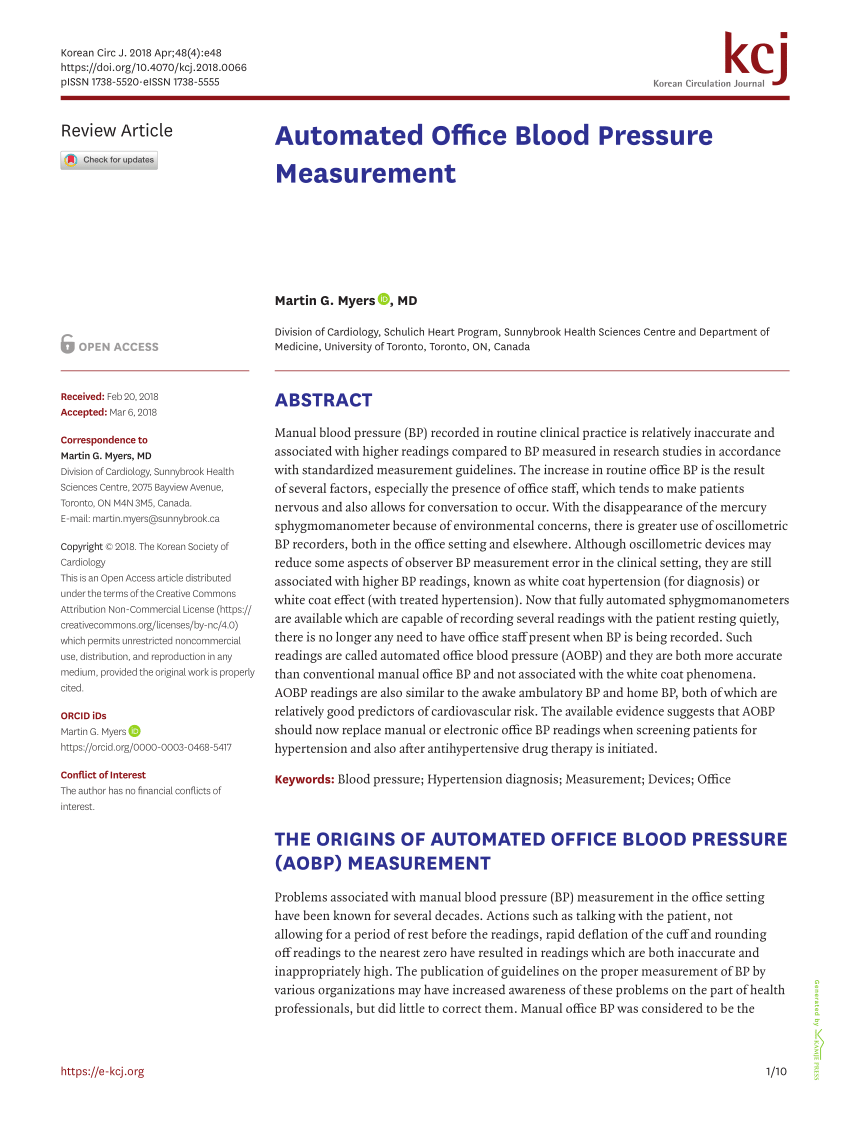 PDF) Automated Office Blood Pressure Measurement