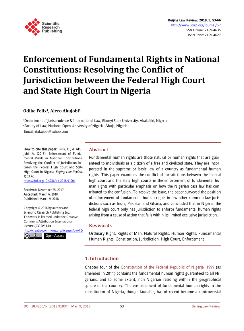 Pdf Enforcement Of Fundamental Rights In National Constitutions