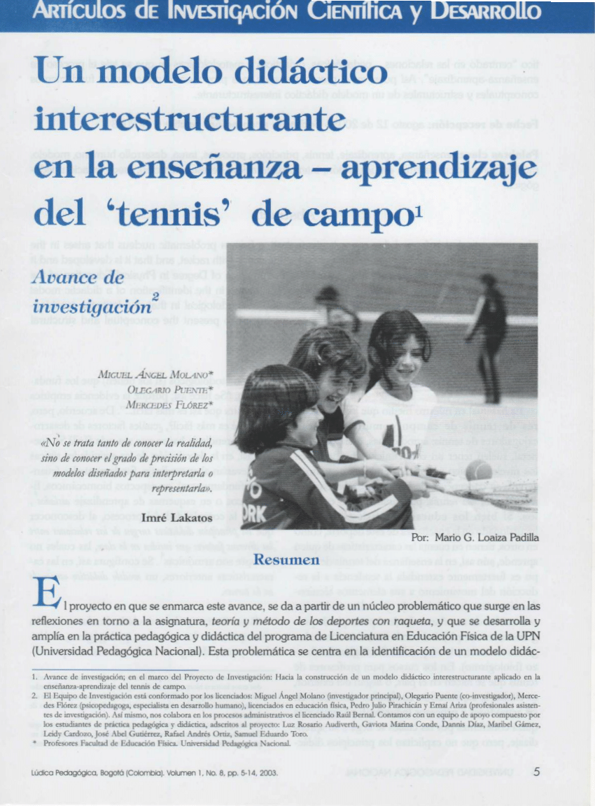PDF) Un modelo didáctico interestructurante de la enseñanza-aprendizaje del  'tenis' campo